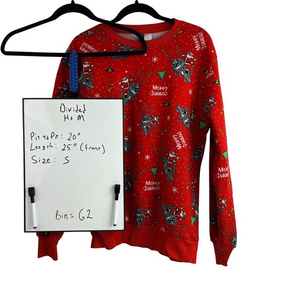 Divided Christmas Sweatshirt Meowy Catmas Unisex Size S Ugly Sweater Party Santa - Picture 7 of 11